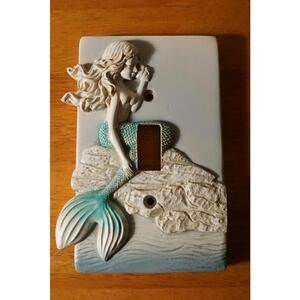 Mermaid Conch Shell Single Light Switch Plate Cover BEACH BEDROOM HOME DECOR New